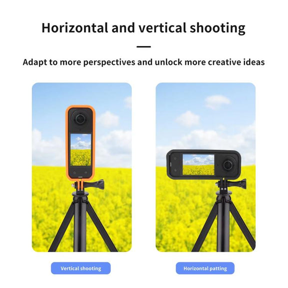 For Insta360 X5 360 Camera CQT Expandable Protective Cage Shockproof Case Horizontal Orange