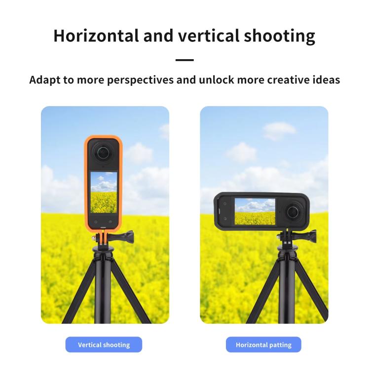 For Insta360 X5 360 Camera CQT Expandable Protective Cage Shockproof Case Vertical Orange
