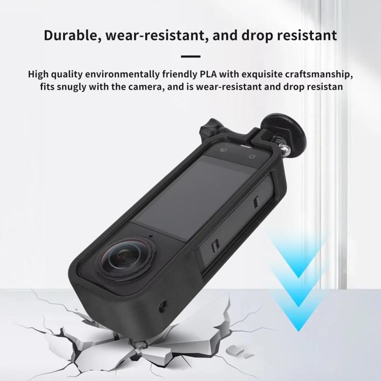 For Insta360 X5 360 Camera CQT Expandable Protective Cage Shockproof Case Vertical Black