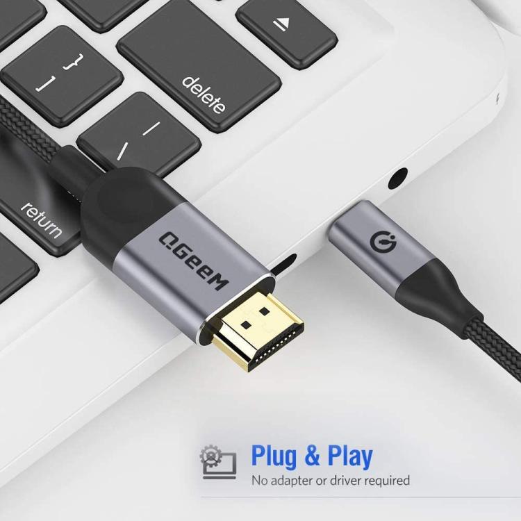 QGeeM USB-C/Type-C To HDMI Cable 4K 30Hz For Screen Mirroring & Extended Display, Cable Length: 3m