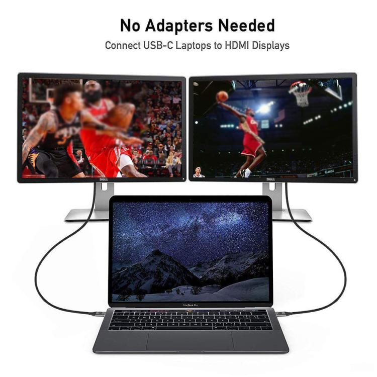 QGeeM USB-C/Type-C To HDMI Cable 4K 30Hz For Screen Mirroring & Extended Display, Cable Length: 3m