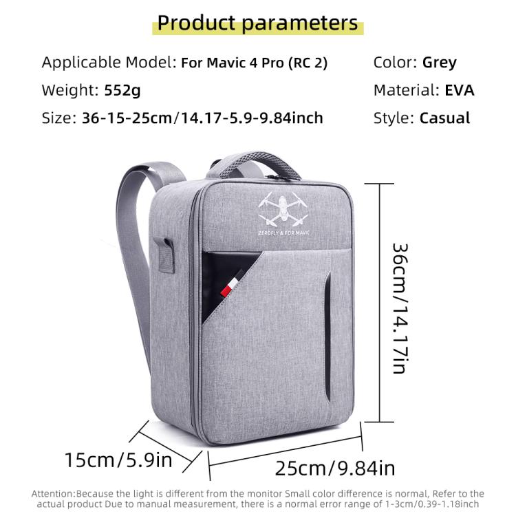 For DJI Mavic 4 Pro / RC 2 Backpack Shoulder Bag EVA Carrying Case(Gray)