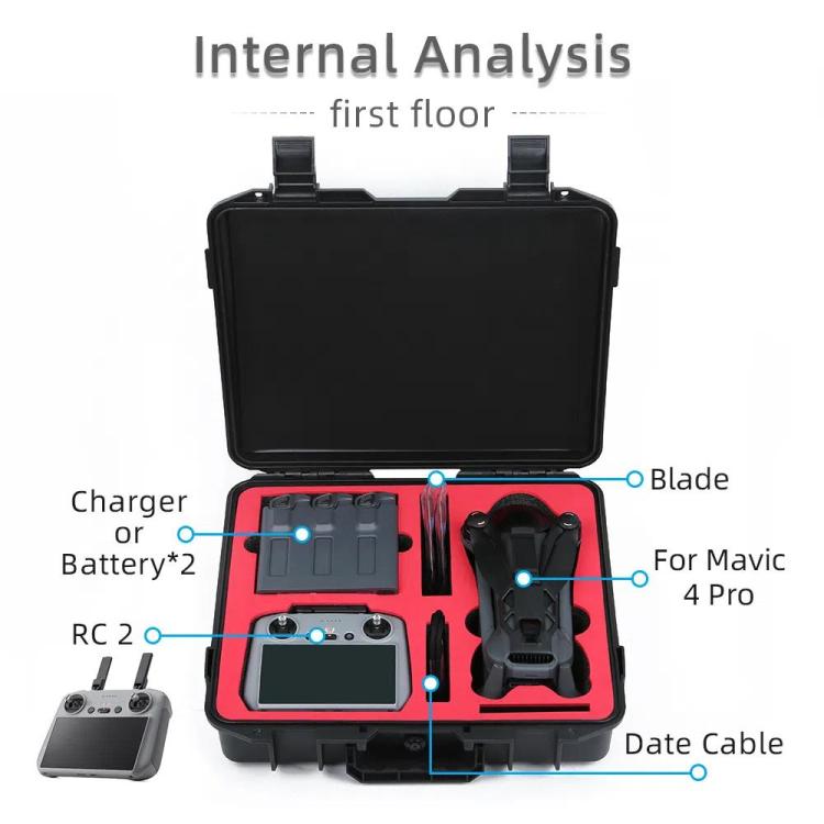 For DJI Mavic 4 Pro Fly More Combo RC 2 Explosion-Proof Box EVA Shockproof Storage Case With Shoulder Strap(Black)
