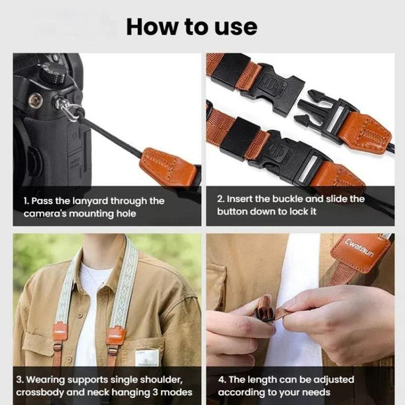 Cwatcun D193 Universal Camera Shoulder Strap Double Locking Portable Camera Accessories
