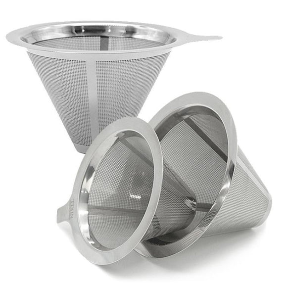 304 Stainless Steel Coffee Filter Reusable Mesh for Pour Over/Drip Coffee Maker, Spec:  2-4 Cups