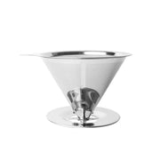 V60 Stainless Steel Coffee Filter with Base for Pour Over Brewing, Spec: 1-6 Cups 600-mesh