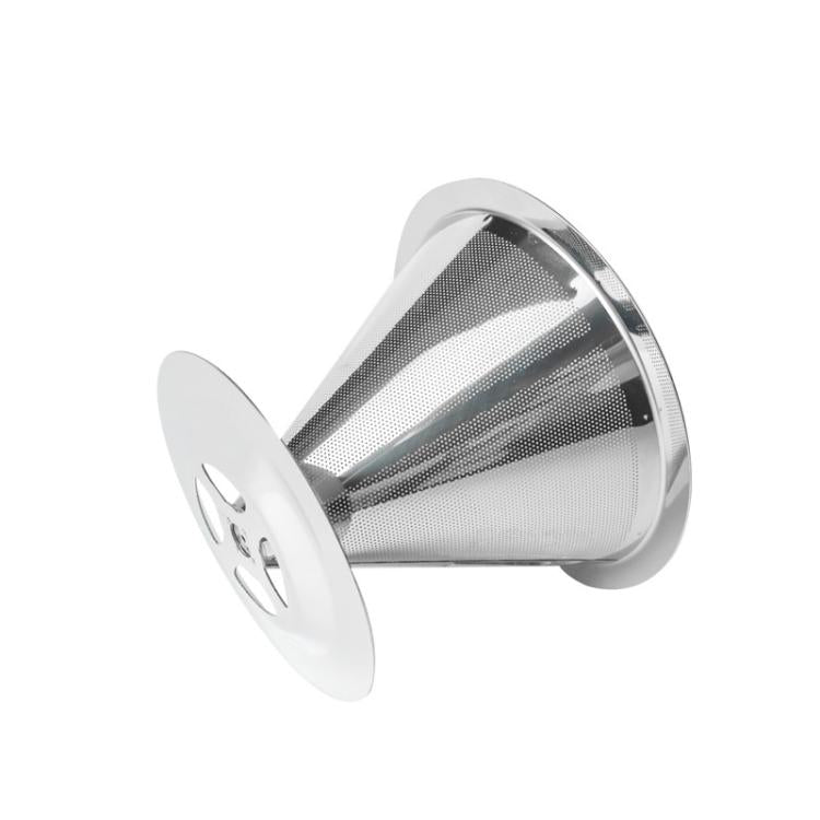 V60 Stainless Steel Coffee Filter with Base for Pour Over Brewing, Spec: 1-8 Cups 300-mesh