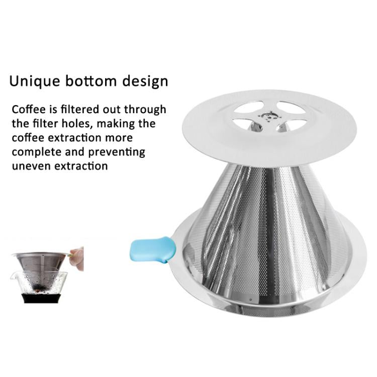 V60 Stainless Steel Coffee Filter with Base for Pour Over Brewing, Spec: 1-4 Cups 300-mesh