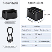 For Insta360 X5 Camera AMagisn Battery Charger Fast Charging Station For 3 Batteries Simultaneously