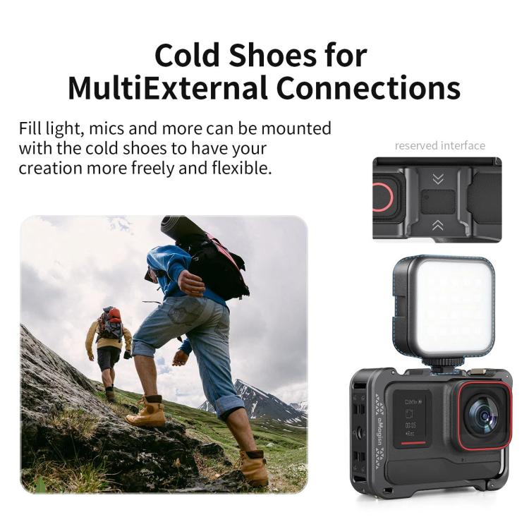 For Insta360 Ace Pro 2 / Ace Pro Camera AMagisn Quick Release Metal Cage Horizontal & Vertical Shooting Protective Frame(Black)