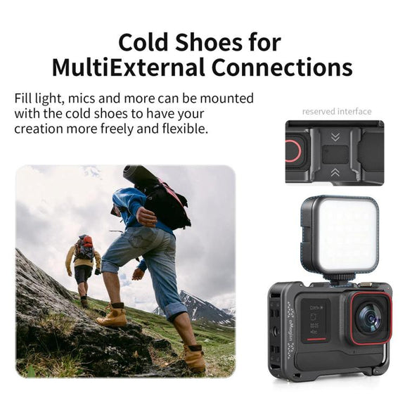For Insta360 Ace Pro 2 / Ace Pro Camera AMagisn Quick Release Metal Cage Horizontal & Vertical Shooting Protective Frame(Black)