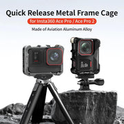 For Insta360 Ace Pro 2 / Ace Pro Camera AMagisn Quick Release Metal Cage Horizontal & Vertical Shooting Protective Frame(Black)