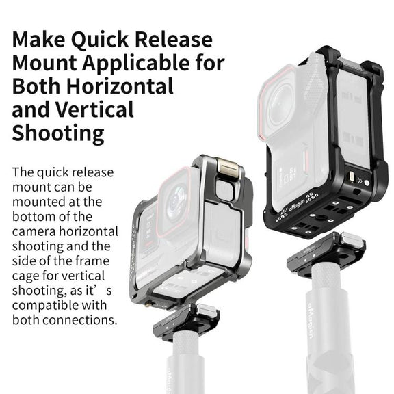 For Insta360 Ace Pro 2 / Ace Pro Camera AMagisn Quick Release Metal Cage Horizontal & Vertical Shooting Protective Frame(Black)