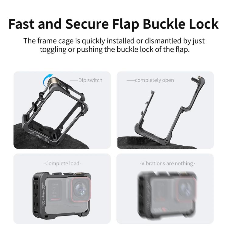 For Insta360 Ace Pro 2 / Ace Pro Camera AMagisn Quick Release Metal Cage Horizontal & Vertical Shooting Protective Frame(Black)