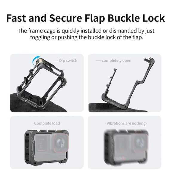 For Insta360 Ace Pro 2 / Ace Pro Camera AMagisn Quick Release Metal Cage Horizontal & Vertical Shooting Protective Frame(Black)