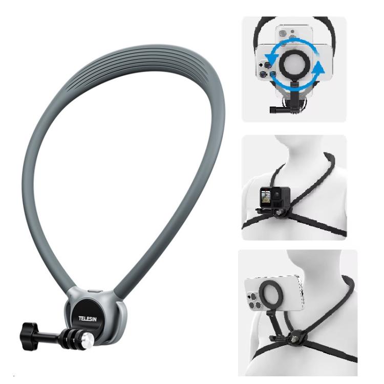 TELESIN Action Camera Neck Holder SE2.0 POV Perspective Bracket With Adjustable Chest Strap(Gray)