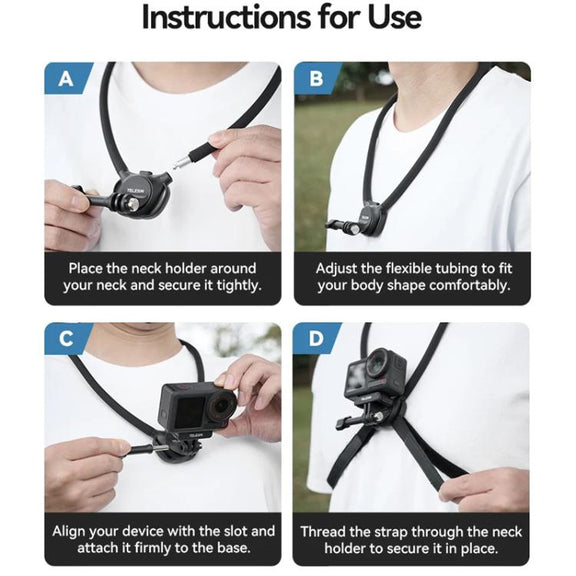 TELESIN Action Camera Neck Holder SE2.0 POV Perspective Bracket With Adjustable Chest Strap(Gray)