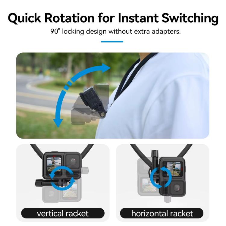 TELESIN Action Camera Neck Holder SE2.0 POV Perspective Bracket With Adjustable Chest Strap(Gray)