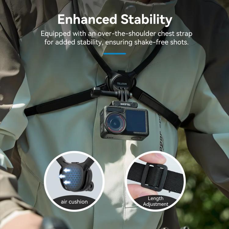 TELESIN Action Camera Neck Holder SE2.0 POV Perspective Bracket With Adjustable Chest Strap(Gray)