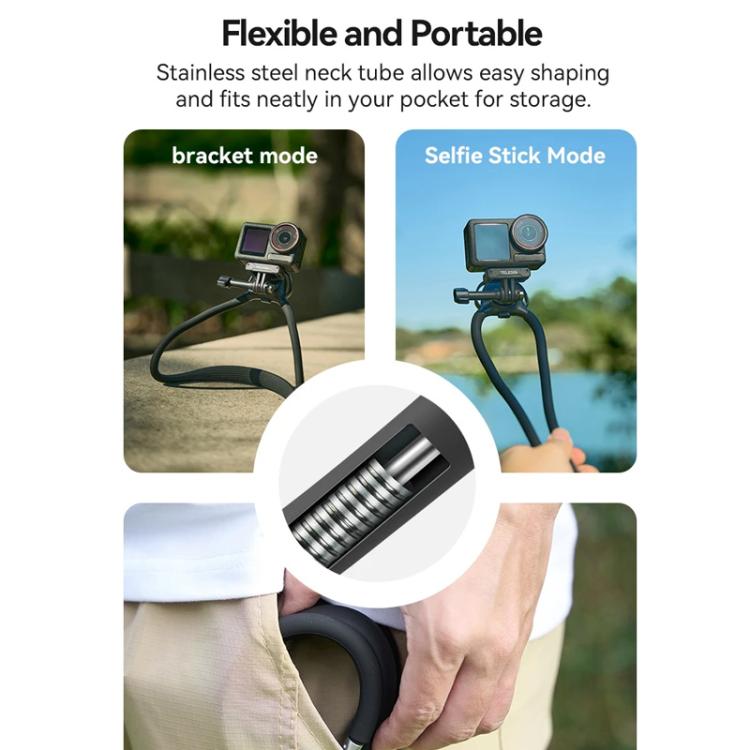 TELESIN Action Camera Neck Holder SE2.0 POV Perspective Bracket With Adjustable Chest Strap(Gray)