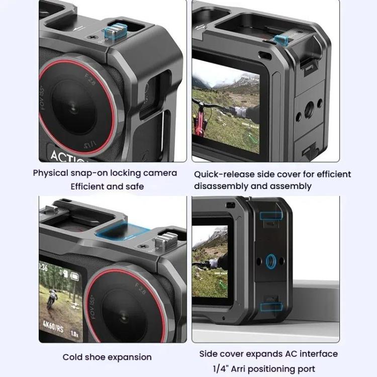 For DJI Osmo Action 5 Pro / 4 / 3 HEPAIL AC70 Metal Rabbit Cage