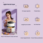 8L Air Fryer Household Multi-Function Large Capacity Oil-Free Electric Fryer, Color: Black EU Plug