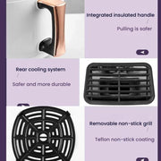8L Air Fryer Household Multi-Function Large Capacity Oil-Free Electric Fryer, Color: Black EU Plug