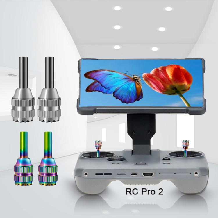 For DJI Mavic 4 Pro / RC Pro 2 Remote Controller Joystick Stainless Steel Thumb Rocker Silver+Colorful