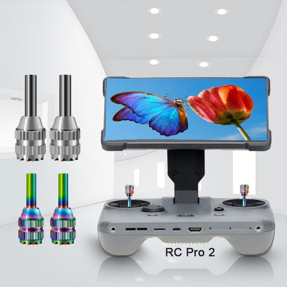 For DJI Mavic 4 Pro / RC Pro 2 Remote Controller Joystick Stainless Steel Thumb Rocker Silver+Colorful