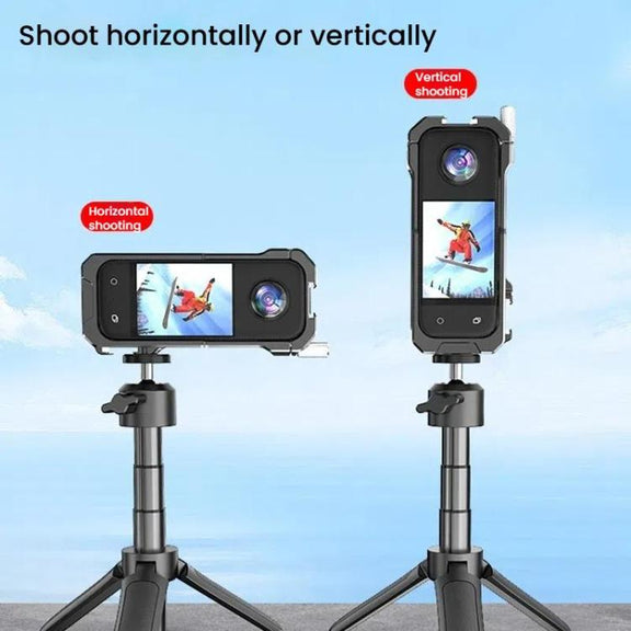 For Insta360 X3 HEPAIL AC62 Metal Rabbit Cage Magnetic Suction Horizontal Vertical Protective Frame