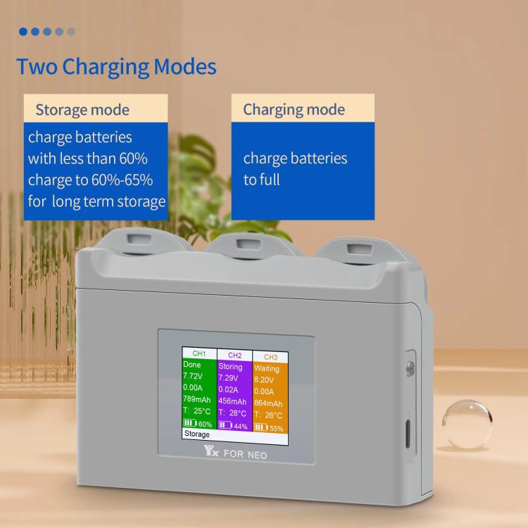 For DJI Neo Battery Charger YX 3-way Color Screen Charger Hub Charging Station