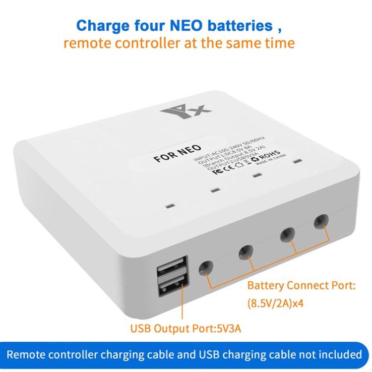 For DJI Neo Drone YX 4-port Battery Charger Charging Hub US Plug