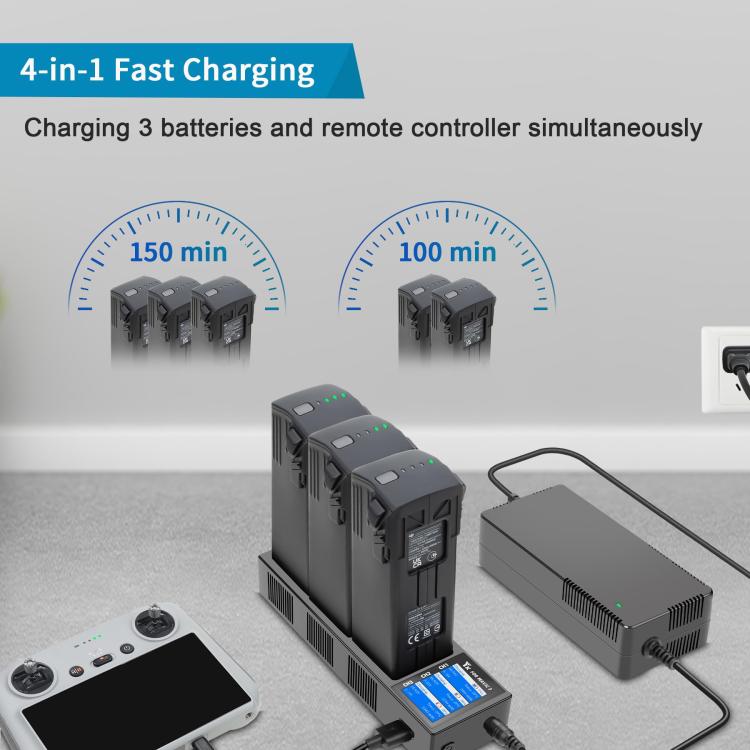 For DJI Mavic 3 YX Battery Charger Discharger Hub 3-in-1 Smart Charging Station With Color Screen EU Plug