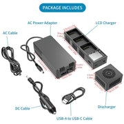 For DJI Mavic 3 YX Battery Charger Discharger Hub 3-in-1 Smart Charging Station With Color Screen EU Plug
