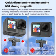 For GoPro HERO13 Black HEPAIL AC67 Magnetic Metal Quick Release Base
