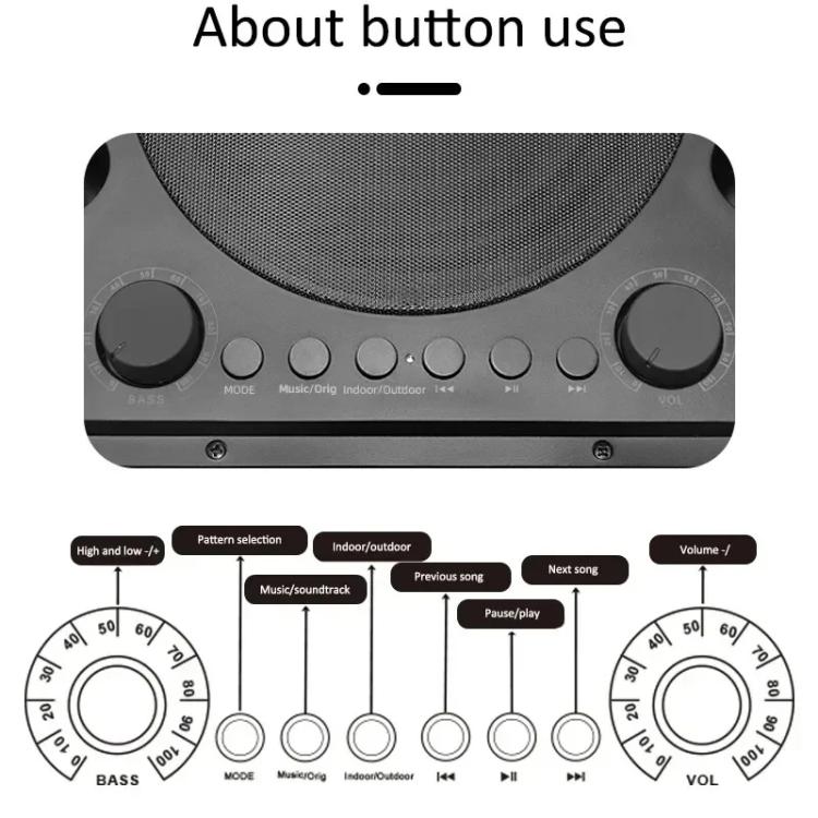 SDRD Wooden Box Karaoke Machine With Wireless Dual Mics All-In-One Speaker System Supports U Disk/TF Card(Gray)