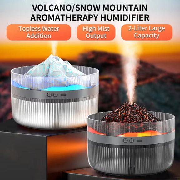 2L Volcanic Essential Oil Diffuser Humidifier Large Capacity Aromatherapy Mist Diffuser Top-Fill Water Tank(Black)