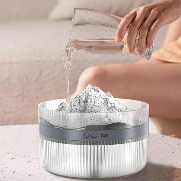 2L Volcanic Essential Oil Diffuser Humidifier Large Capacity Aromatherapy Mist Diffuser Top-Fill Water Tank(White)