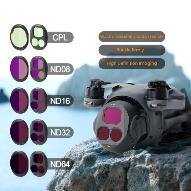 For DJI Mavic 4 Pro RCSTQ Lens Filter, Style: CPL+ND16/PL+ND32/PL