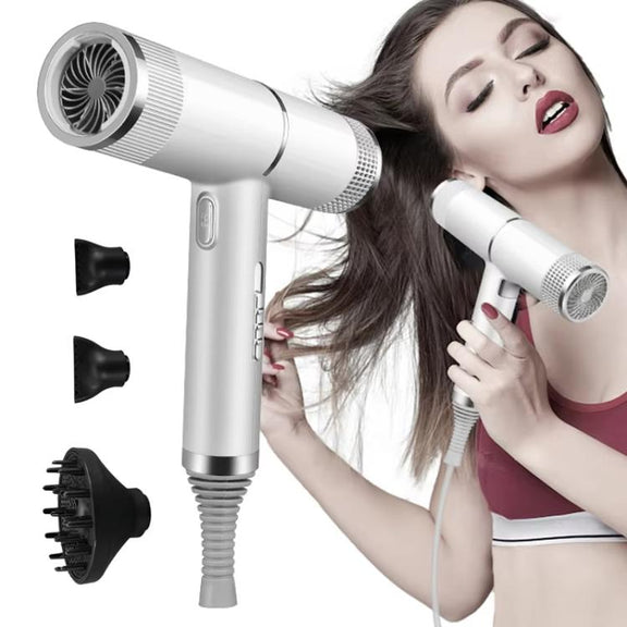 T-Shaped Hair Dryer with Smart Inverter Technology High-Power Blow Dryer for Home & Salon Use EU Plug(White)