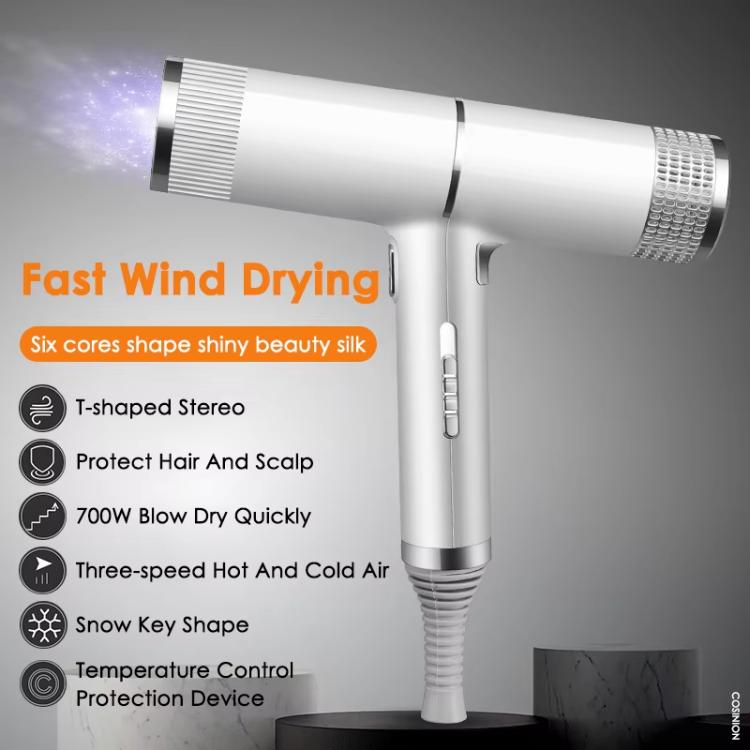 T-Shaped Hair Dryer with Smart Inverter Technology High-Power Blow Dryer for Home & Salon Use EU Plug(Black)