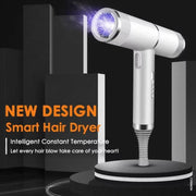 T-Shaped Hair Dryer with Smart Inverter Technology High-Power Blow Dryer for Home & Salon Use US Plug(White)