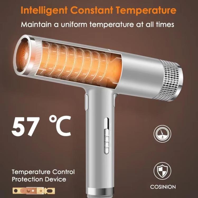 T-Shaped Hair Dryer with Smart Inverter Technology High-Power Blow Dryer for Home & Salon Use EU Plug(White)