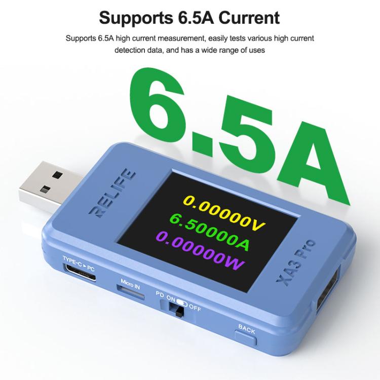 RELIFE XA3 Pro USB / Type-C Smart Detector Fast Charging Protocol Identification Detection