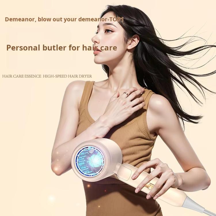800-1200W High-Speed Hair Dryer with Blue Light Care Foldable & Portable for Travel EU Plug(Khaki)