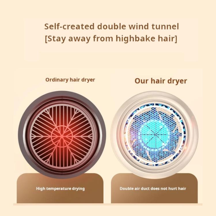 800-1200W High-Speed Hair Dryer with Blue Light Care Foldable & Portable for Travel US Plug(Khaki)
