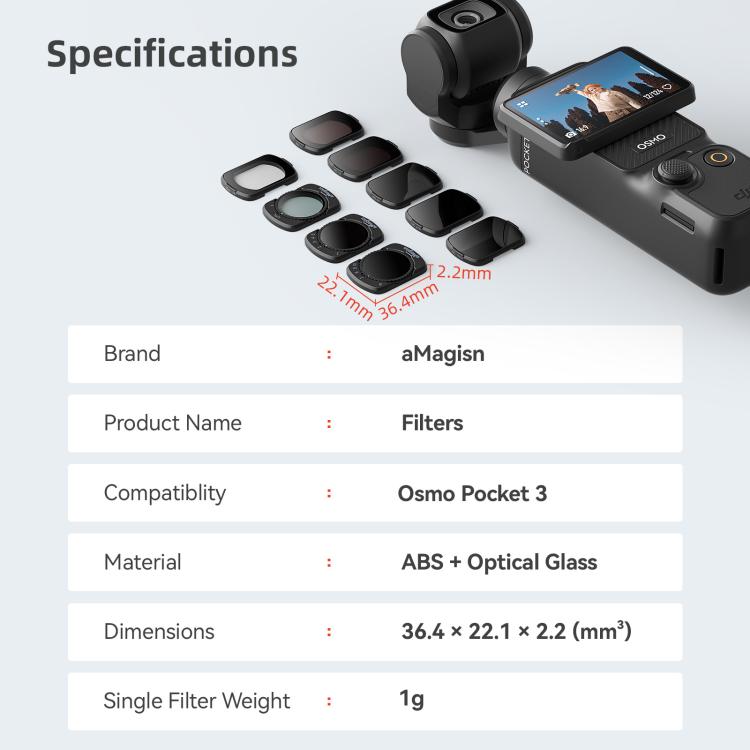 For DJI Osmo Pocket 3 aMagisn Adjustable Magnetic Filter Camera Lens Filters ND1000