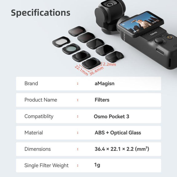 For DJI Osmo Pocket 3 aMagisn Adjustable Magnetic Filter Camera Lens Filters CPL