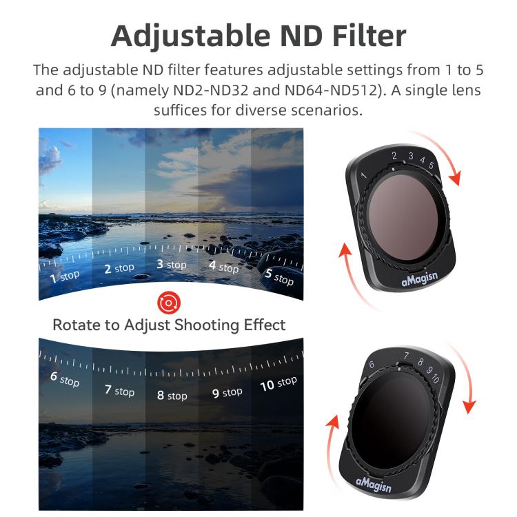 For DJI Osmo Pocket 3 aMagisn Adjustable Magnetic Filter Camera Lens Filters ND 1 To 5 Gear