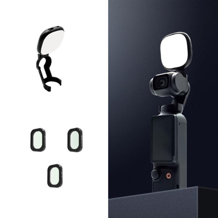 For DJI Osmo Pocket 3 JSR Fixed Frame Head Fill Light, Spec: With Black Soft 1/4+Black Soft 1/8+Soft Focus Lens